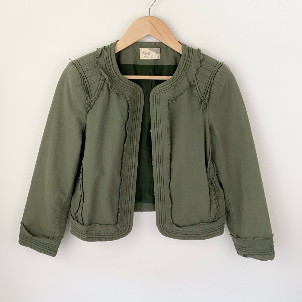 Elizabeth and James Olive Green Military Jacket 3/4 sleeves